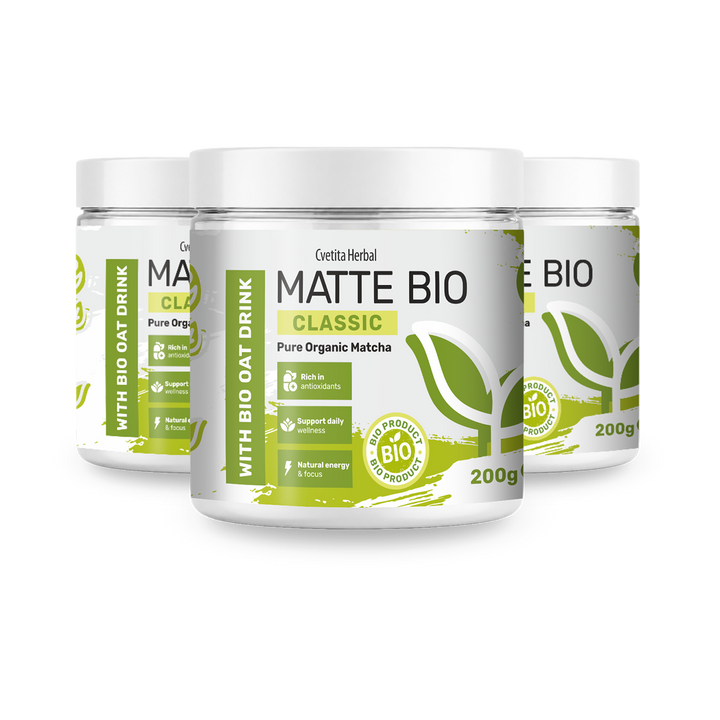 Matte Bio Classic 2+1 - promo pakovanje sa tri kutije organske matche od 200 g