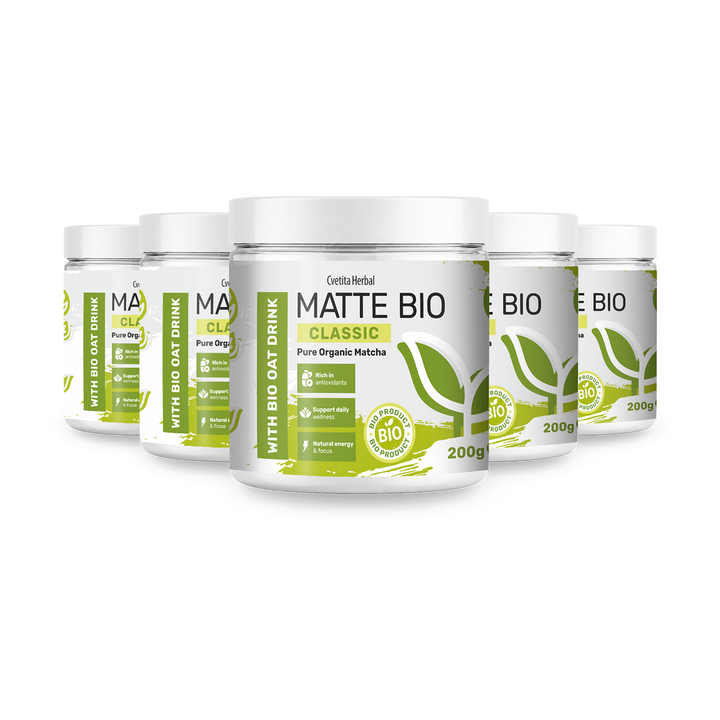 Matte Bio Classic 3+2 - promo pakovanje sa pet kutija organske matche od 200 g