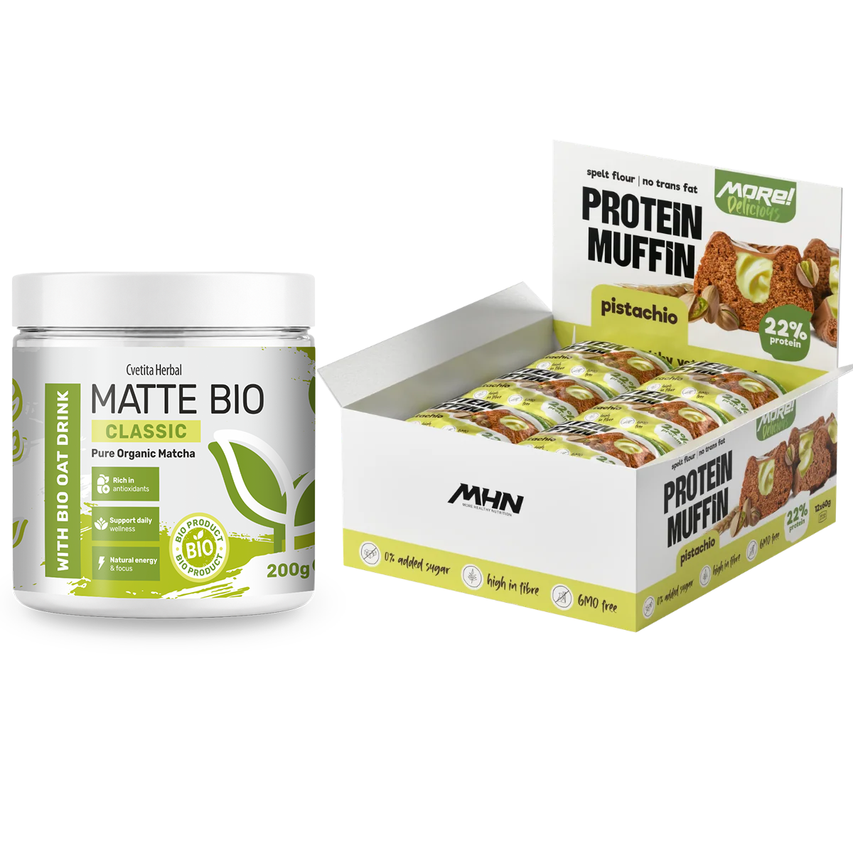Matte Bio Classic i proteinski mafini sa pistaćima MHN - kombo pakovanje