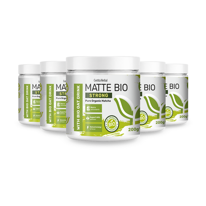 Matte Bio Strong 3+2 - promo pakovanje sa pet kutija organske matche od 200 g
